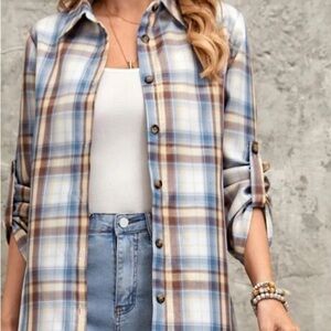 New Plaid Button-Up Shirt/jacket size L